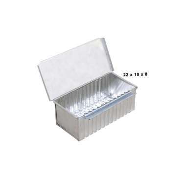 Loyang Roti Tawar Bandung Gerigi Premium Tebal / Cetakan Kue Roti Bandung (22 x 10 x 8 cm) Silver