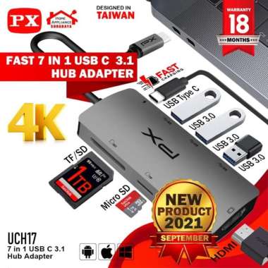 Hub Converter USB Type C Laptop Macbook to HDMI Adapter 7in1 PX UCH17