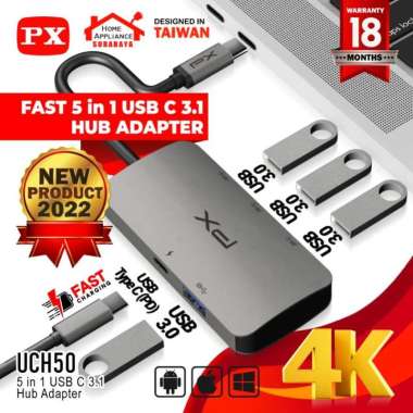 Hub Converter USB Type C 3.1 Macbook Laptop to USB 5 in 1 PX UCH50
