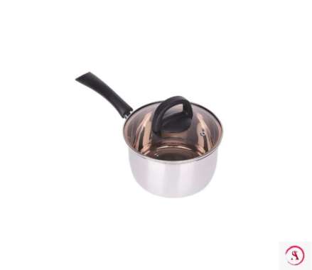 PANCI GAGANG SATU PANCI SUSU STAINLESS TUTUP KACA PANCI MIE TEBAL A171-18CM