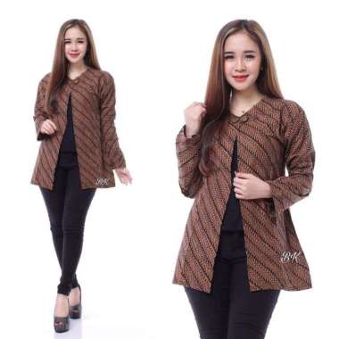 Vest Outer Bolak Balik Batik Sogan Modern Batik Wanita Outer Wanita Bolero panjang