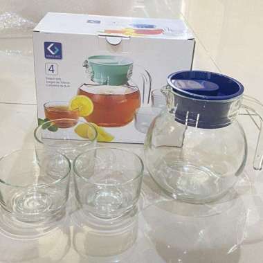 Pitcher Teko Set Kimglass 4 Pcs / 1 Teko Kaca + 3 Gelas