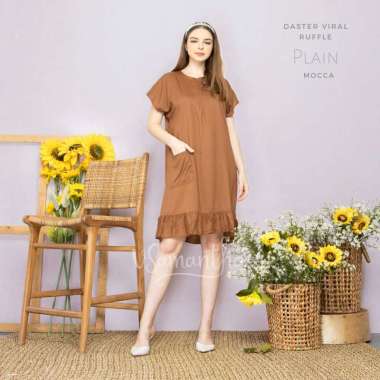 Daster Viral Ruffle Series ( Rayon Premium ) Polos MOCCA