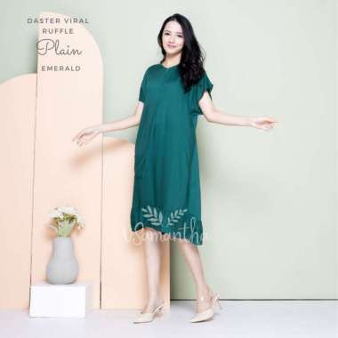 Daster Viral Ruffle Series ( Rayon Premium ) Polos EMERALD