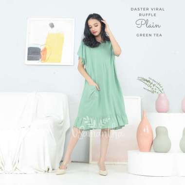 Daster Viral Ruffle Series ( Rayon Premium ) Polos GREEN TEA