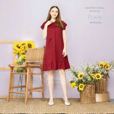 Daster Viral Ruffle Series ( Rayon Premium ) Polos MAROON