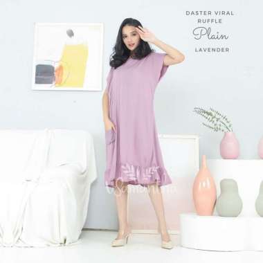 Daster Viral Ruffle Series ( Rayon Premium ) Polos LAVENDER