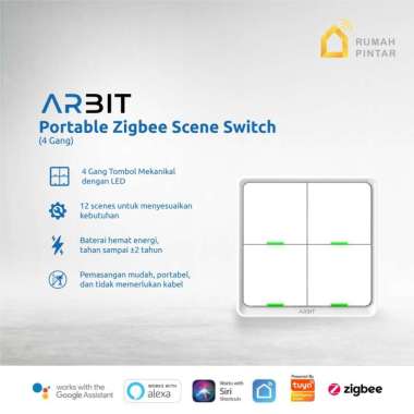 ARBIT Smart Portable Zigbee Scene Switch 4 Gang Remote Kontrol