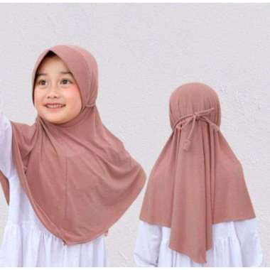 jilbab anak tali ulir / hijab anak kepang terlaris hijau botol