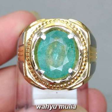 Cincin Batu Jamrud Emerald Beryl asli (Kode 1621) Hijau