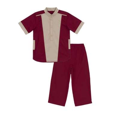 TORIO Koko Muslim Maroon Set - Baju Muslim Anak Laki-laki - Baju Koko 1-2 tahun