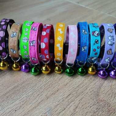 kalung kucing motif import lonceng bulat