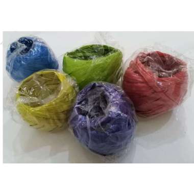Tali Plastik Rafia / Tali Rumput Jepang Kecil Hijau, Kuning, Merah, Biru, dan Ungu