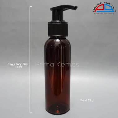 Botol Pump Lotion 100 ml - botol skincare Prima Kemas - Pet 100 ml Coklat Pump Lotion AG Hitam
