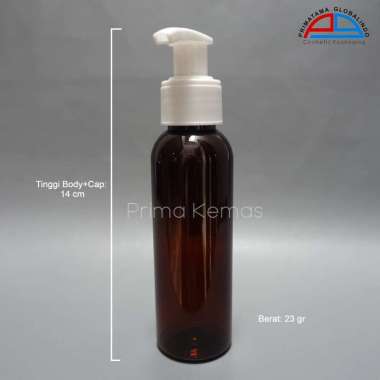 Botol Pump Lotion 100 ml - botol skincare Prima Kemas - Pet 100 ml Coklat Pump Lotion AG Putih