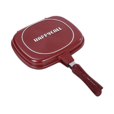 Happycall Double Fry Pan Pemanggang ... iller Besar - Red [32 cm]