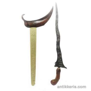 Keris Pusaka Sepuh Mahesa Dengen Luk 5 Pamor Lar Gangsir Mojopahit ORIGINAL hitam