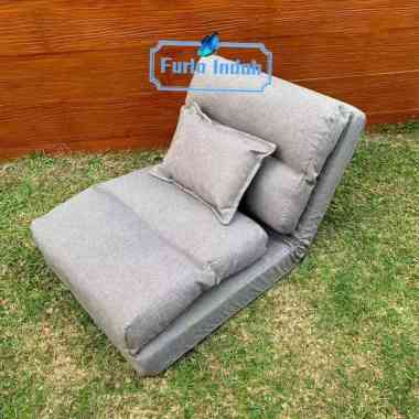kursi lesehan lipat sofa bed single sofa santai TYPE 60# sofa bed abu abu muda