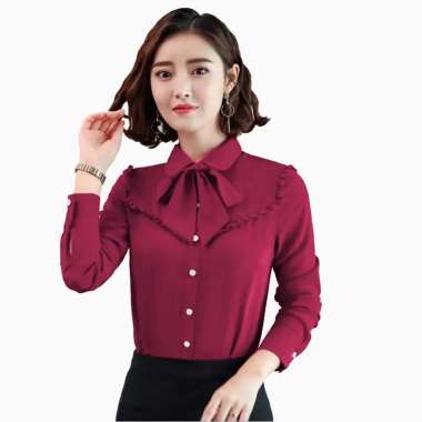 Kemeja lengan panjang Gaya Korea variasi list model terbaru - Jfashion Rahayu L Fanta