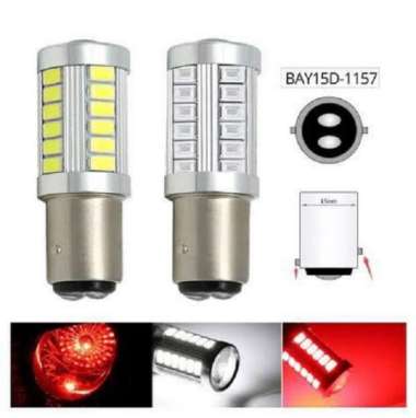 Lampu Rem LED 1157 33 Titik Mata SMD Kaki 2 Tidak Kedip Strobo Mobil Motor Bayonet VINYX Projector M