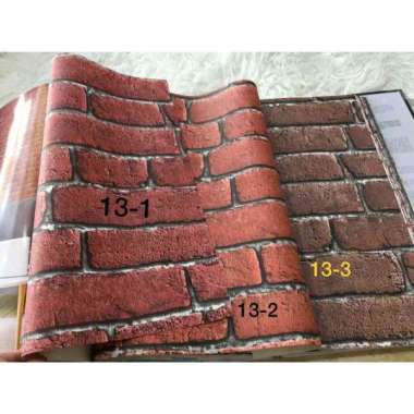 Wallpaper Dinding Bata Susun 3D SF warna merah