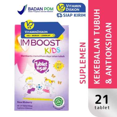 Imboost Kids Mixberry BPOM 21 Tablet 2 Tahun Ke Atas | Tablet Hisap Peningkat Daya Tahan Tubuh Anak