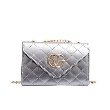 Tas Selempang Tas Tangan Wanita Tali Rantai Logo CG Abu-Abu