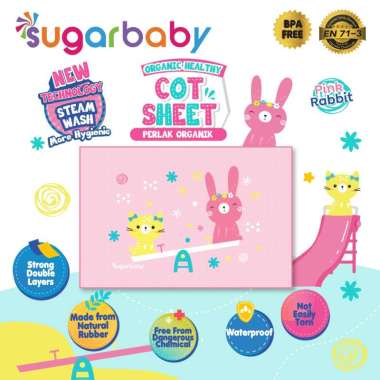 Sugar Baby Pink Rabbit Organic Healthy Cot Sheet Perlak Organik Pink