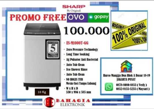 SHARP ES-M1000T-GG MESIN CUCI TOP LOADING 10KG