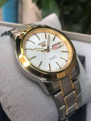 Seiko 5 Automatic 21 Jewels Original SNKE.54-K1 Jam Tangan Pria Gold Silver