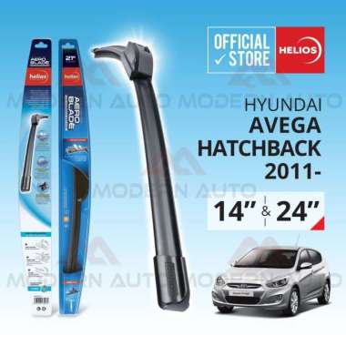 Wiper Frameless Hyundai Grand Avega Hatchback (2pcs) 2011 keatas HELIOS Mobil Hitam