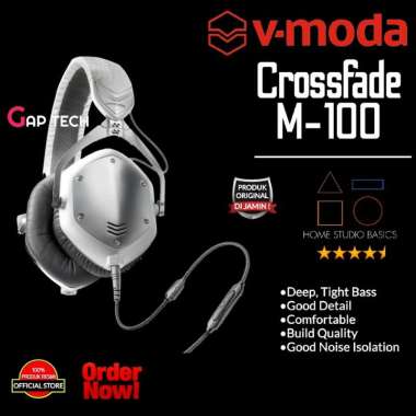 V Moda Crossfade M-100 Over-Ear Headphone Noise-Isolating Headphone White Silver Original Garansi re