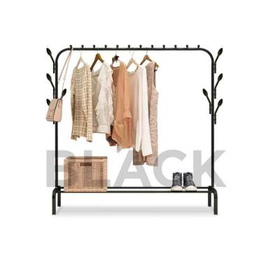 Goto Spiko Single Stand Hanger Rak Besi Gantungan Baju Pakaian Hitam