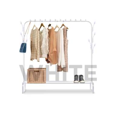 Goto Spiko Single Stand Hanger Rak Besi Gantungan Baju Pakaian Putih