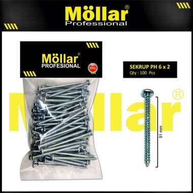 MOLLAR 93-027 Skrup PH 6 x 2 Baut Sekrup Tapping Screw - 100 pcs
