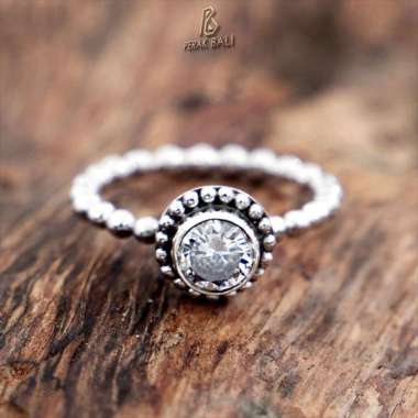 Cincin Perak Bali Silver Ring 925 Pandora kembang Jawan Mata Bening 19