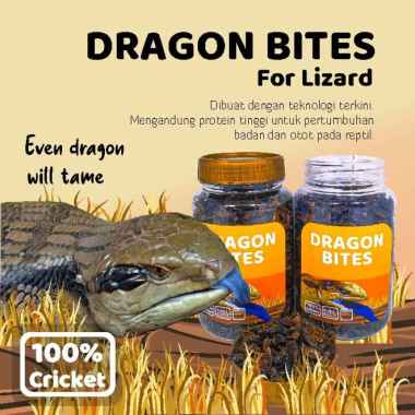 Pakan Pelet Makanan Reptil Dragon Bites Jangkrik Kering 100 Gr - Medium Size