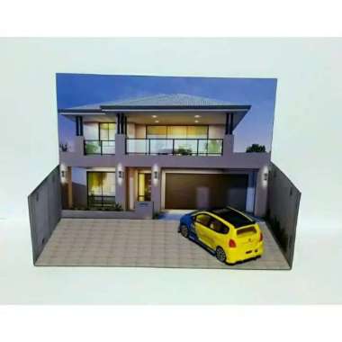 Diorama papercraft Rumah real estate 2 skala 64 buat