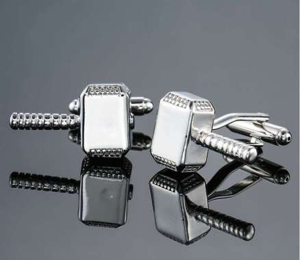 TOKO1973 THOMAS CUFFLINK - kancing manset kancing lengan kemeja SILVER MJOLNIR