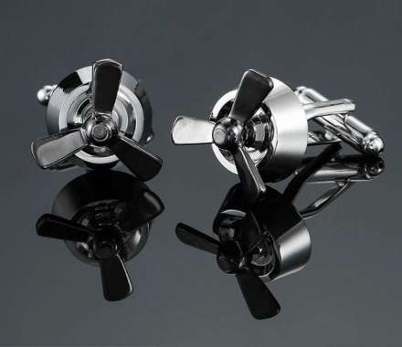 THOMAS CUFFLINK - kancing manset kancing lengan kemeja SILVER PROPELLER