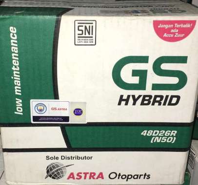Aki Mobil GS ASTRA type GS HYBRID 48D26R N50 12V 50AH -12305