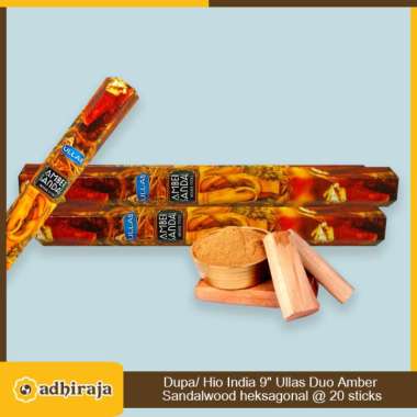 Dupa/ Hio Wangi Harum India 9" Ullas Duo Amber Sandalwood heksagonal @ 20 sticks