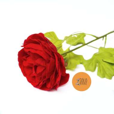 Bunga Mawar Mekar Artificial Tanaman Hias Plastik Buket Wedding Cantik - AF06 Merah