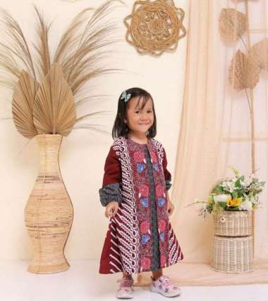 SNOEBEL ADN COUPLE BATIK KELUARGA MUSLIM KEMEJA GAMIS IBU ANAK - FAMILY COUPLE BATIK CEMARA M Gamis 