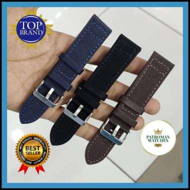 Strap Watch Tali Jam Tangan Kulit Kanvas Canvas Premium Stave Original Coklat 24mm