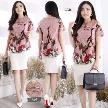 Evercloth - Atasan Batik Wanita / Batik Modern / Batik Couple / Kebaya / SARI TOP SUPER JUMBO PINK