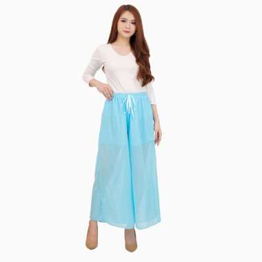 Celana Panjang sifon wanita gaya korea model terbaru - Jfashion Weiyoung Biru