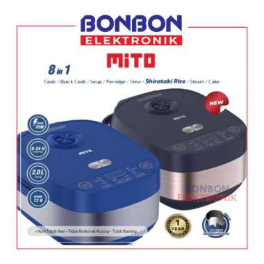 Mito R7 Glow Multi Digital Rice Cooker 2 Liter 8 in 1 Menu Blue Silver