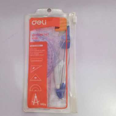 Deli Set Penggaris / Drafting set - 9598 / Ruler Deli Set / Jangka Dan Penggaris / Ruler Set Content