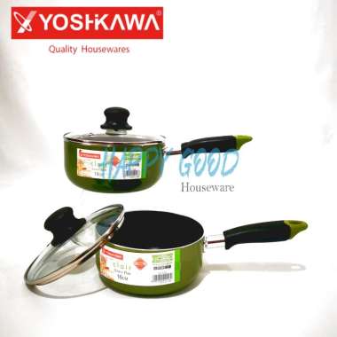 YOSHIKAWA 20cm STOCK POT/PANCI/PENGGORENGAN TEFLON/MARBLE 4 Varian Teflon Hijau